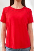 2466O-8168 - S/S Top w/ Dotted Lace Detail-03-Tees/Tanks-Tribal-Krista Anne's Boutique, Women's Fashion and Accessories Located in Oklahoma City, OK and Black Mountain, NC