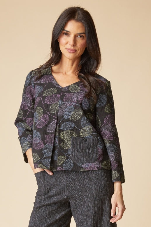 21002 - Leaves Inverted Pleat Top-02-Tops/Blouses-Habitat-Krista Anne's Boutique, Women's Fashion and Accessories Located in Oklahoma City, OK and Black Mountain, NC