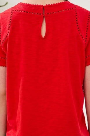 2466O-8168 - S/S Top w/ Dotted Lace Detail-03-Tees/Tanks-Tribal-Krista Anne's Boutique, Women's Fashion and Accessories Located in Oklahoma City, OK and Black Mountain, NC