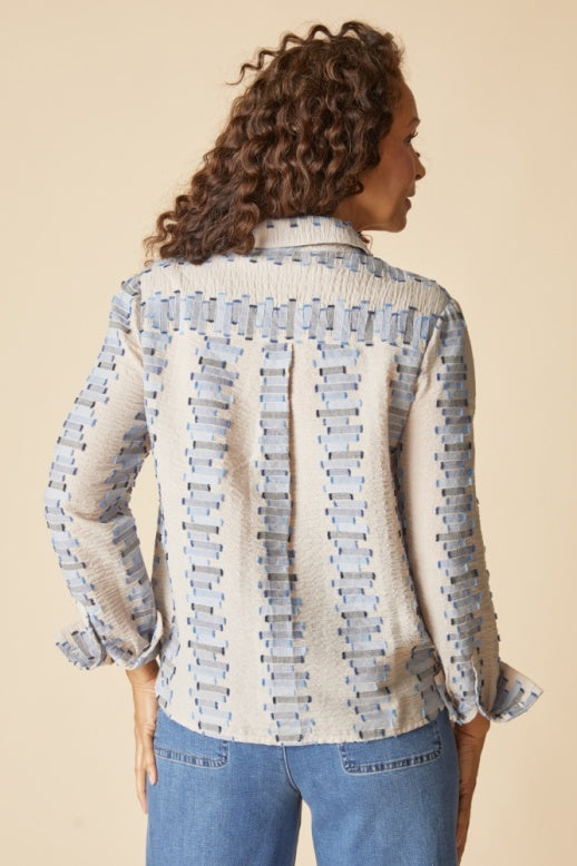 49224 - Stacked Books Blouse-02-Tops/Blouses-Habitat-Krista Anne's Boutique, Women's Fashion and Accessories Located in Oklahoma City, OK and Black Mountain, NC