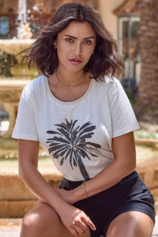 3073O-8464 - Palm Tree Graphic Tee-02-Tops/Blouses-Tribal-Krista Anne's Boutique, Women's Fashion and Accessories Located in Oklahoma City, OK and Black Mountain, NC