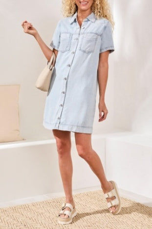 6143O-1116 - Denim Shirt Dress-06-Dresses/Jumpsuits-Tribal-Krista Anne's Boutique, Women's Fashion and Accessories Located in Oklahoma City, OK and Black Mountain, NC