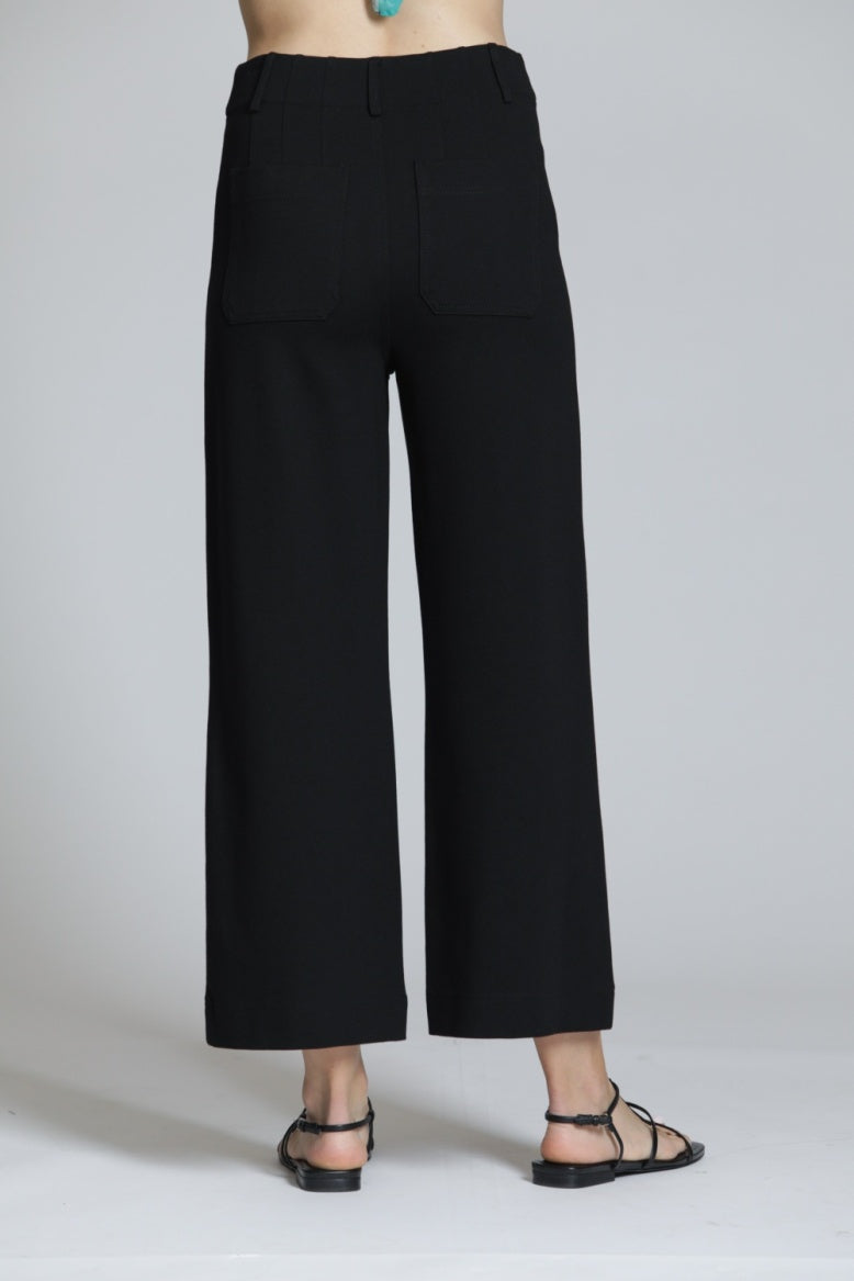 E168 - Ponte Cropped Wide Leg Pant W/Patch Pocket-04-Bottoms-Apny Apparel Inc-Krista Anne's Boutique, Women's Fashion and Accessories Located in Oklahoma City, OK and Black Mountain, NC
