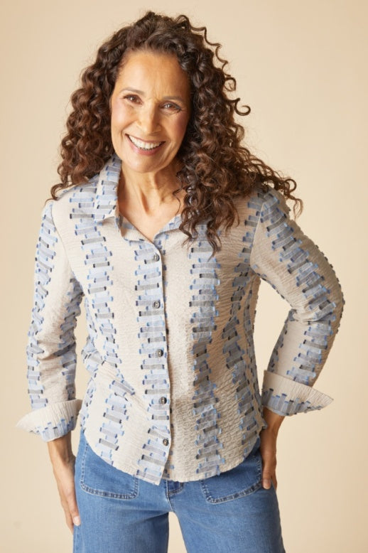 49224 - Stacked Books Blouse-02-Tops/Blouses-Habitat-Krista Anne's Boutique, Women's Fashion and Accessories Located in Oklahoma City, OK and Black Mountain, NC