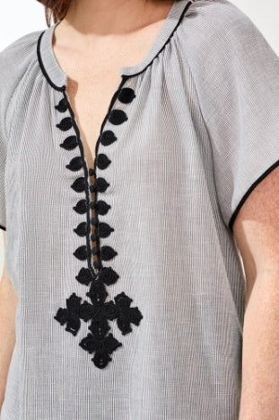 3116O-8472 - Tape Edging Blouse-02-Tops/Blouses-Tribal-Krista Anne's Boutique, Women's Fashion and Accessories Located in Oklahoma City, OK and Black Mountain, NC