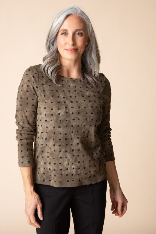 16811 - Cozy Rib Print Everyday Tee-03-Tees/Tanks-Habitat-Krista Anne's Boutique, Women's Fashion and Accessories Located in Oklahoma City, OK and Black Mountain, NC